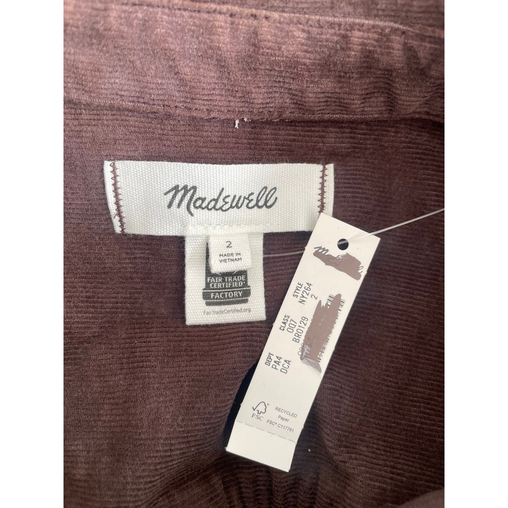 Madewell Corduroy Mini Dress Brown Button Front Minimalist Preppy 70s Boho Sz 2 - Picture 6 of 9